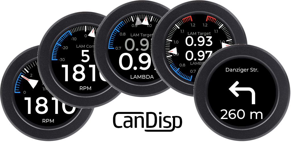 CanDisp CAN Bus Display mit verschiedenen Anzeigeansichten
